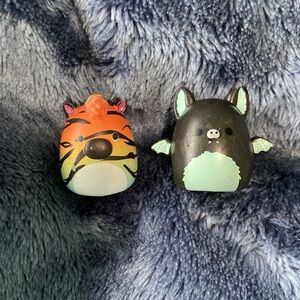 Squishmallows Squish-a-longs Safiyah the zebra #90  and Aldous the bat #92.